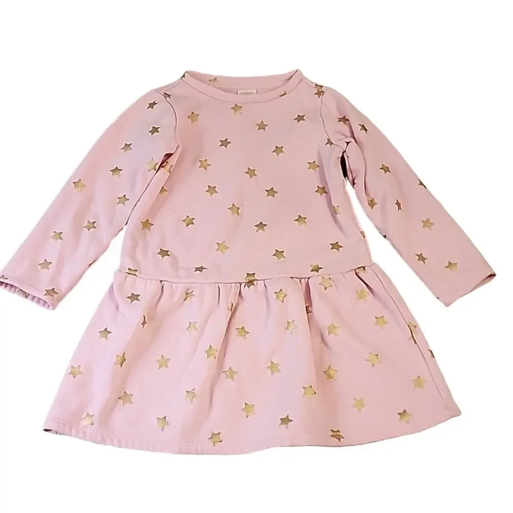 Gymboreee Pink Sweater Dress with Gold Stars